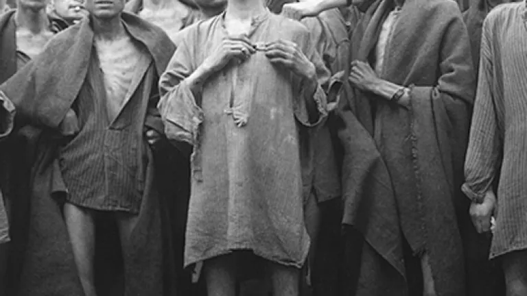 Prisoners in a concentration camp.
