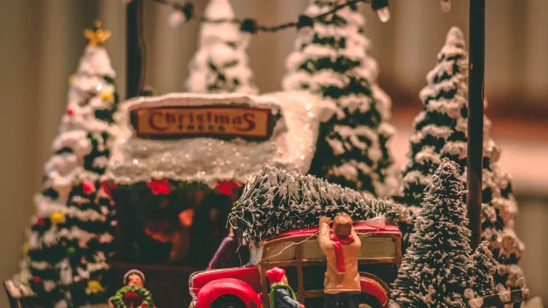 The Bible doesn't tell us to celebrate the Christmas and Easter festivals, yet they are an integral part of the Christian mainstream. Why are these celebrations so popular? A miniature Christmas scene of gathering a Christmas tree.