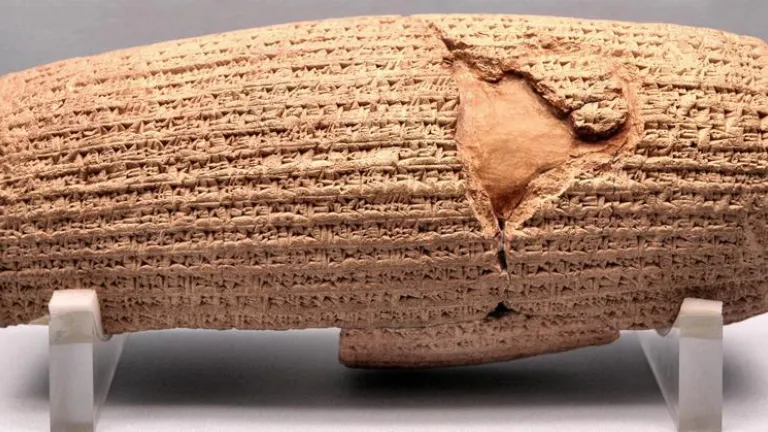 A cuneiform-covered cylinder.