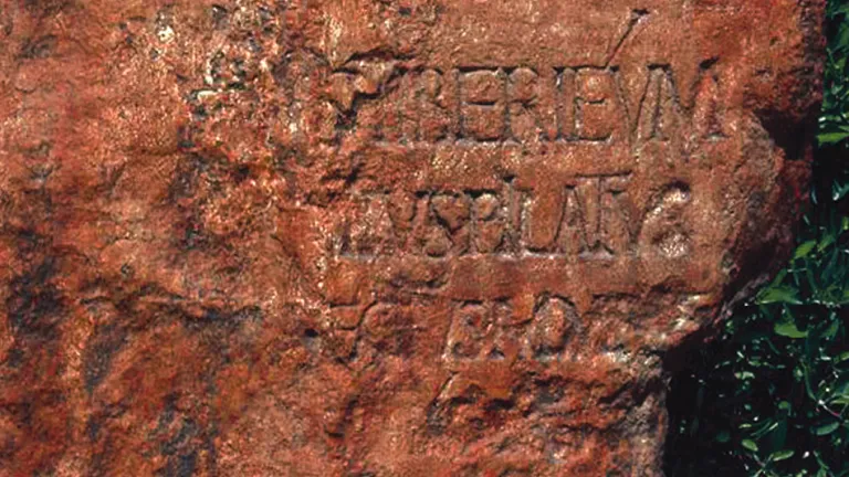 In 1961 an Italian expedition excavating Caesarea Maritima in Israel found this stone slab bearing the name of Pontius Pilate, the Roman administrator who condemned Jesus Christ to death, and his title, “prefect of Judea.” In 1961 an Italian expedition excavating Caesarea Maritima in Israel found this stone slab bearing the name of Pontius Pilate