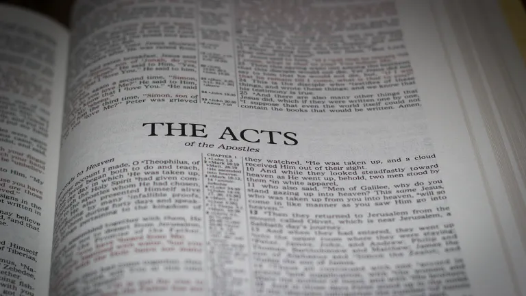 The New Testament shows that the earliest gentile converts quickly became familiar with those Scriptures. A Bible opened to the book of Acts.