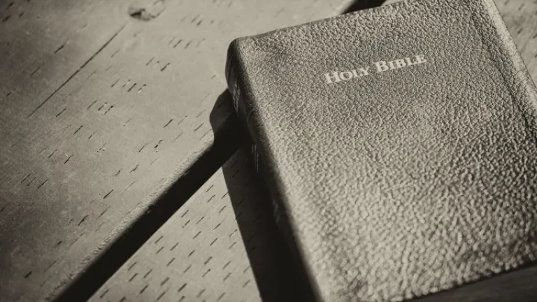 A Bible on a table.