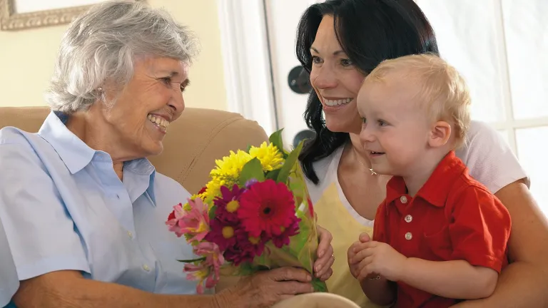 Learning to obey the Fifth Commandment helps children establish a lifetime pattern of respecting proper rules, traditions, principles and laws. Honoring others should be a normal, natural habit learned during youth. A grandma, mom and little boy.
