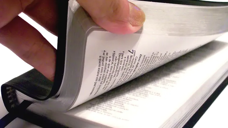 God has made wonderful promises— some to individuals, some to nations and some to all of mankind. A person's hand thumbing through a Bible.