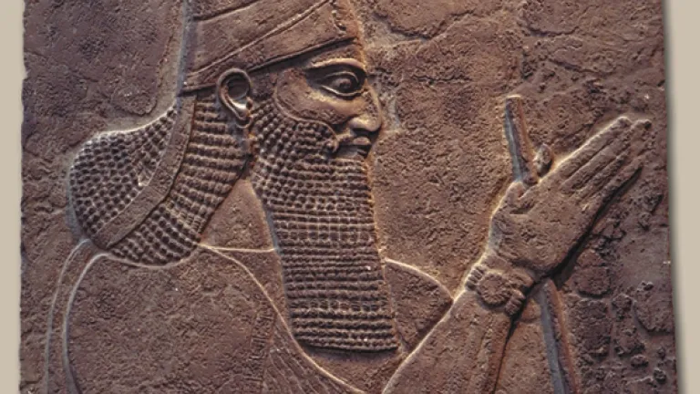 A stone carving of Assyrian King Tiglath-Pileser III.