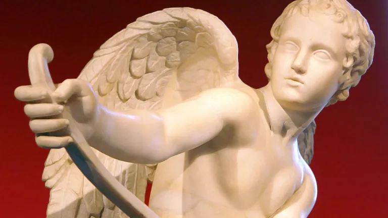 Many Valentine’s Day customs can be traced back to pagan practices associated wth the Roman and Greek deities Cupid and Eros. Cupid statue