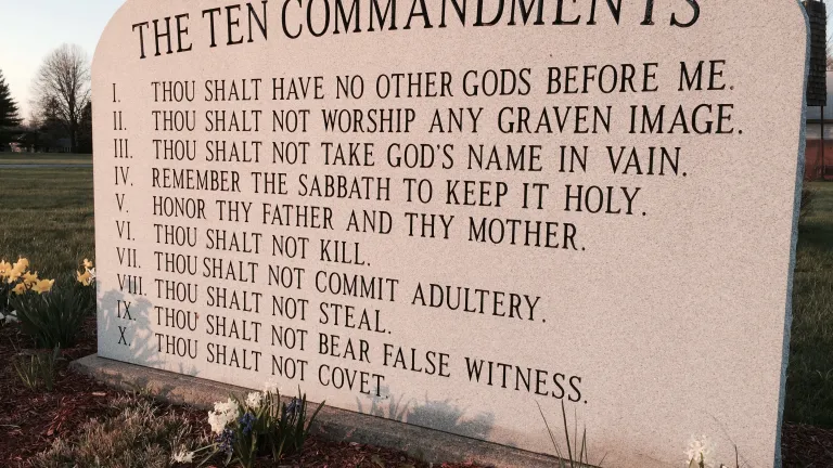 Ten Commandments monument located in Goshen, Ohio. Find the commandments of God in Ex. 20 and Deut. 5. Ten Commandment monuments in Ohio.