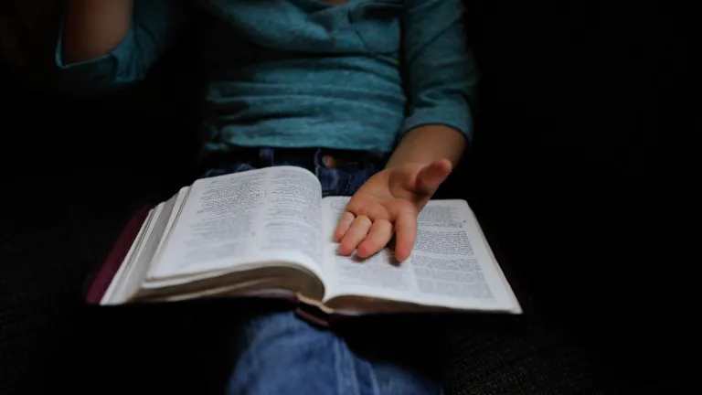 A person with a Bible on their lap.
