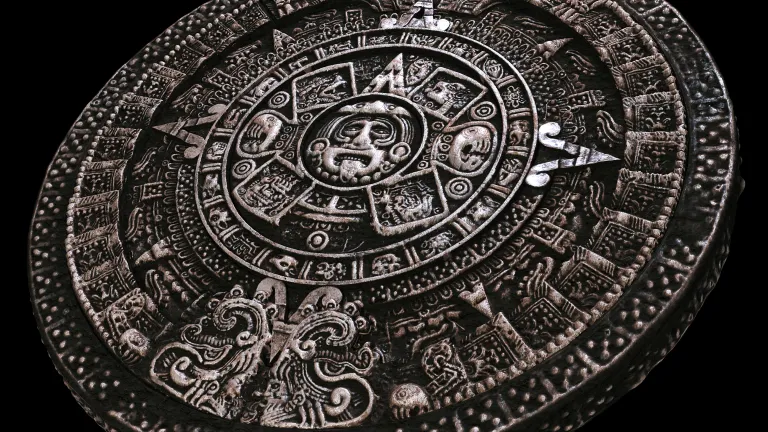 Mayan calendar on black background
