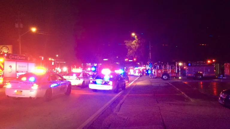 Police report to shooting in Orlando.
