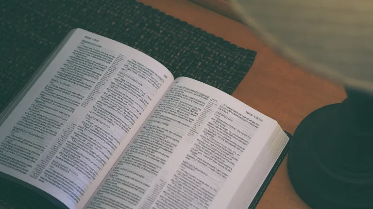 An open Bible to Psalm 119.