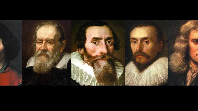 Several scientific giants who were firm believers in God and the Bible: from left, Nicolaus Copernicus, Galileo Galilei, Johann Kepler, William Harvey and Sir Isaac Newton. Nicolaus Copernicus, Galileo Galilei, Johann Kepler, William Harvey and Sir Isaac Newton.