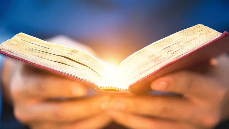 What is your understanding of grace? Is it grounded in the truths of the Bible or rooted in the ideas and traditions of men? A open Bible emitting rays of light.