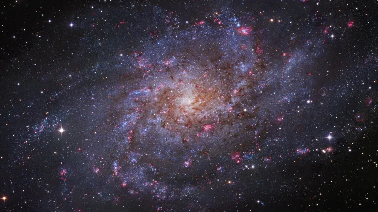 Photos of stars and galaxies.