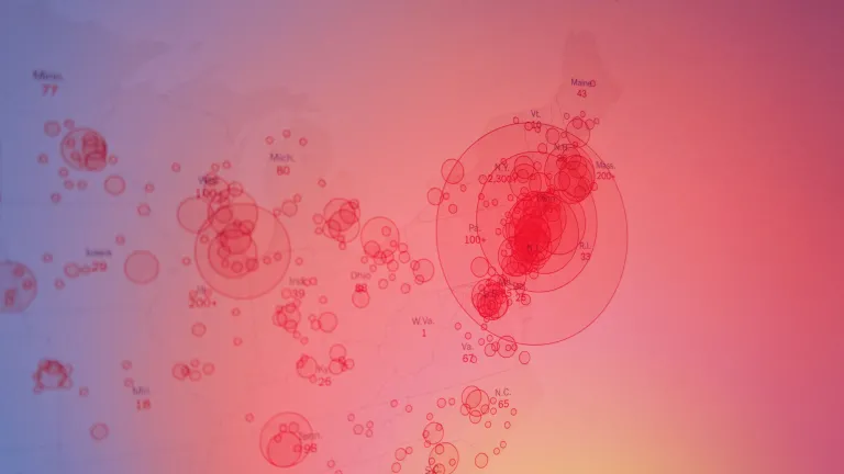 Map showing the spread of coronavirus across the U.S.
