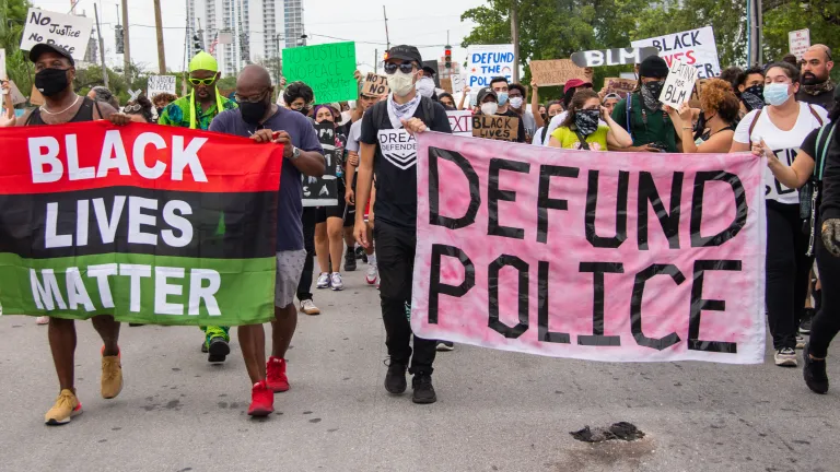Black Lives Matter supporters protest June 7, 2020, in Miami, Florida. Black Lives Matter supporters protest June 7, 2020, in Miami, Florida.