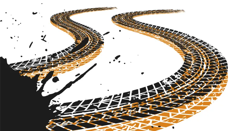 Failure to Control Tire tracks swerving on the page