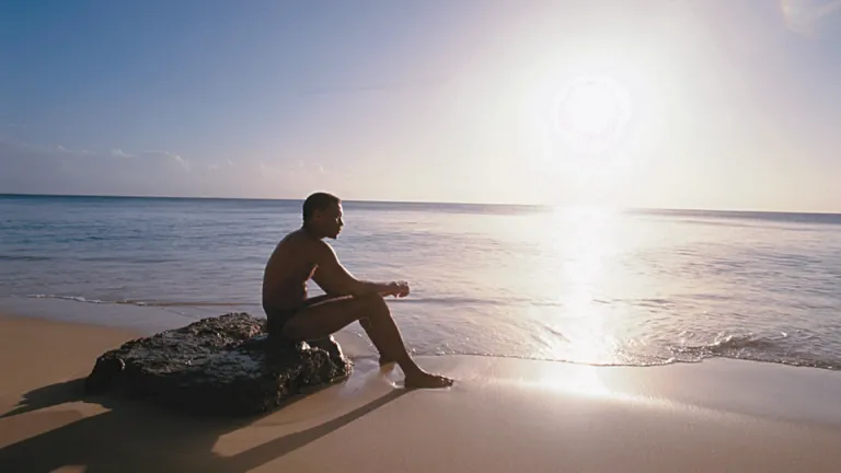 Philosophies of life rooted in evolution offer no hope or purpose in life. When we understand the truth of God’s plan as revealed in the Bible, life becomes infused with meaning. A man sitting on a rock on the beach.