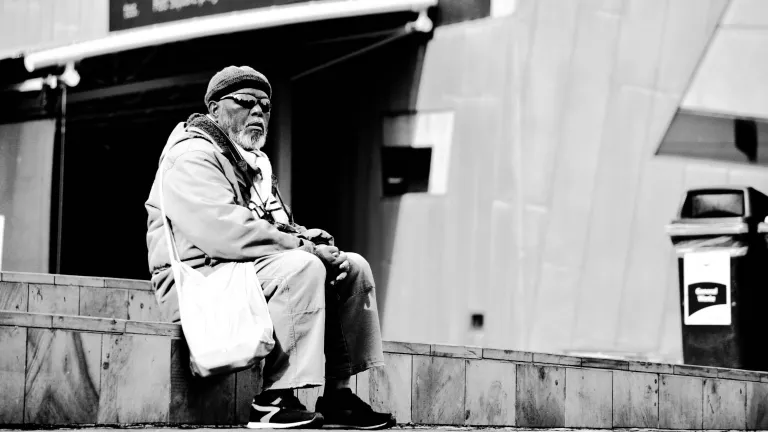None are wholly destitute in the eyes of God, and often those who seem to have less really have more. A homeless man.