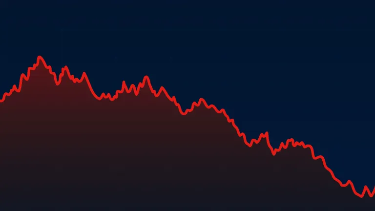 A graph with a downward trend to the right.