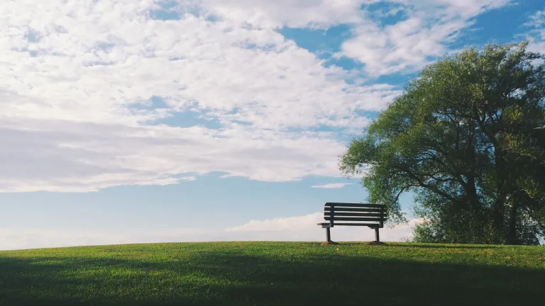 People do not have immortal souls—but everyone who truly repents, obeys and worships God is promised a resurrection from death to eternal life. Photo of an empty park bench in a grassy park next to a tree.