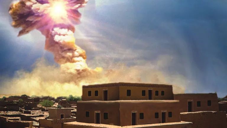 An artist rendition of the destruction of Sodom.