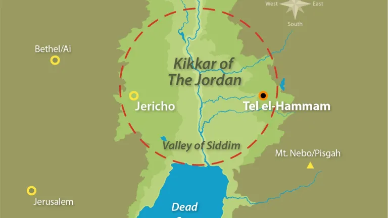 The Bible reveals a great deal about the location of Sodom. And evidence on the ground today points strongly to a likely candidate. Map of Kikkar of the Jordan
