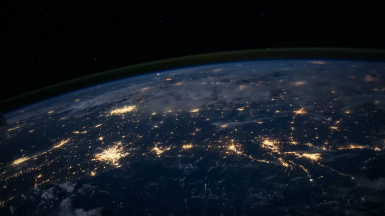 The devil has come among you and laughs at the ignorance people have about his existence and pervasive influence. A view of earth at night from space.