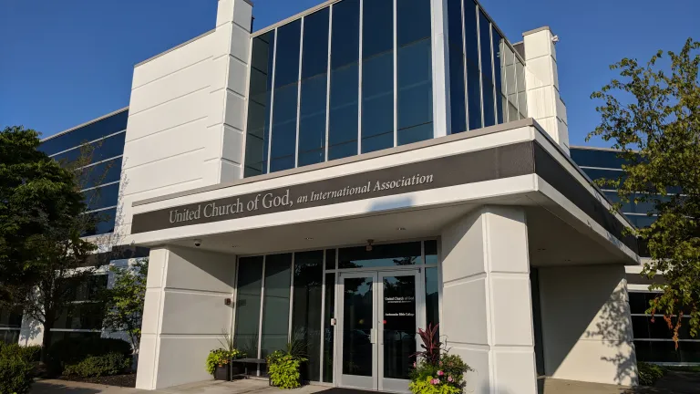 Home Office of the United Church of God, an International Association located in Milford, Ohio. Home Office building United Church of God