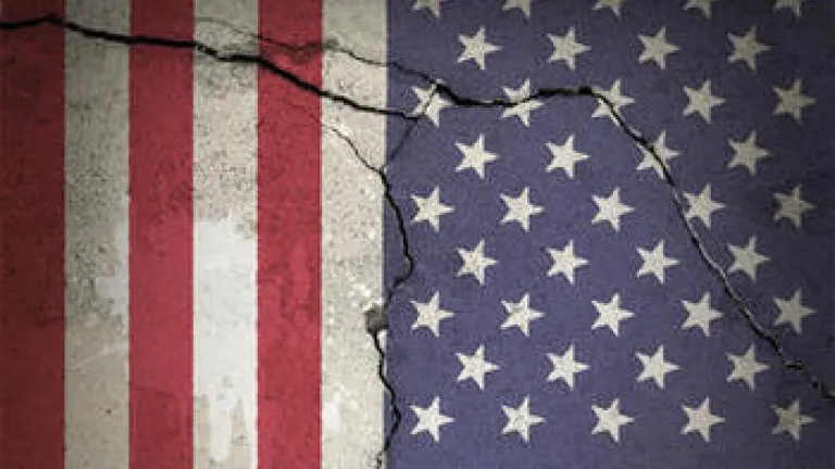 Cracked American flag.