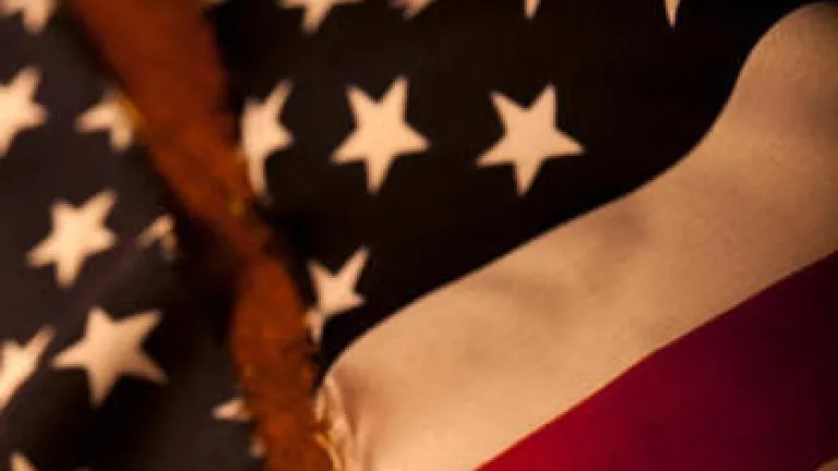 A torn United States flag.