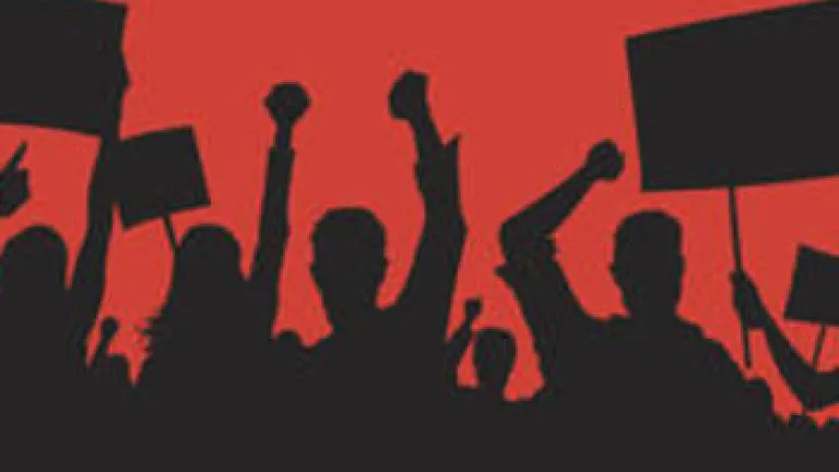 Graphic of angry protestors.