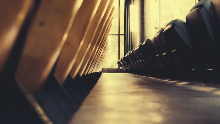 Row of chairs that folded up.