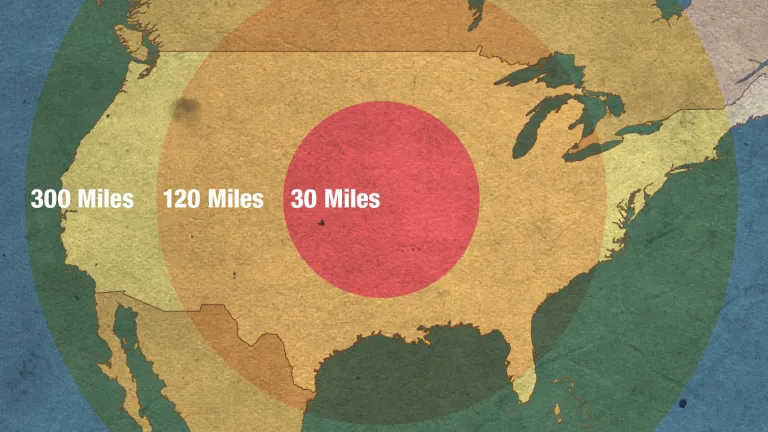 A single EMP detonation at an altitude of 300 miles would affect virtually the entire continental United States. Map illustration of EMP blast over North America.