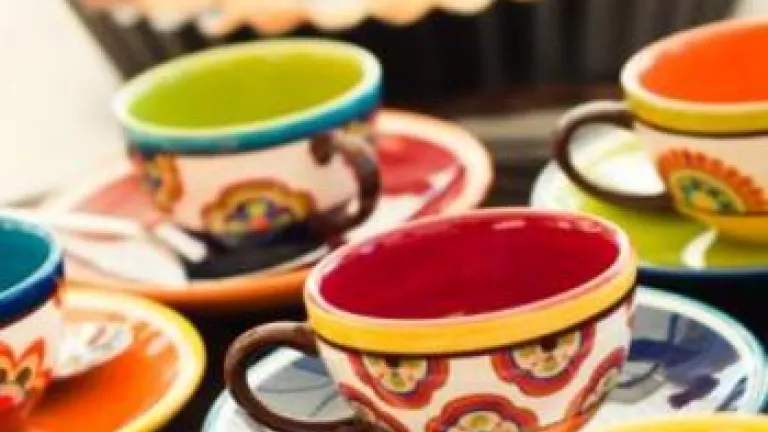 Brightly Colored Espresso Cups And A Tart - Keep It Simple, Warm and Cozy