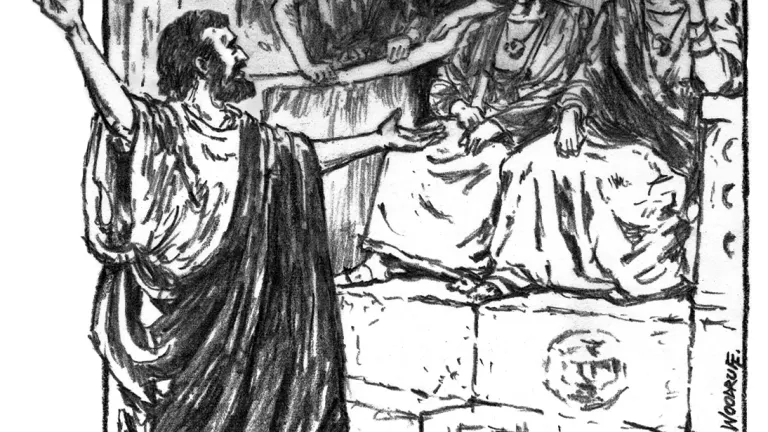 Paul’s sharp mind caught the attention of many, including rulers and other government officials. Illustration of the apostle Paul preaching.