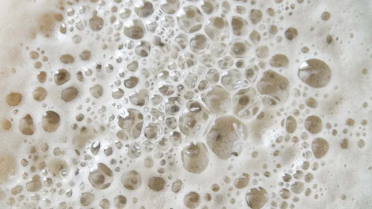 A proud person is full of spiritual bubbles: lots of visible surface area, but nothing inside them but gas. Bubbles on the top of liquid.