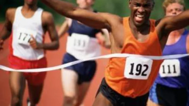 Runner crossing finish line - The Hope of Glory