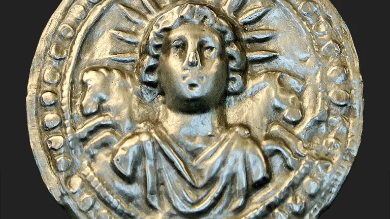 This ancient Roman silver disk depicts Sol Invictus, the Roman sun god whose birthday was celebrated annually on Dec. 25—the date later adopted for the Christmas holiday. Ancient Roman silver disk depicts Sol Invictus