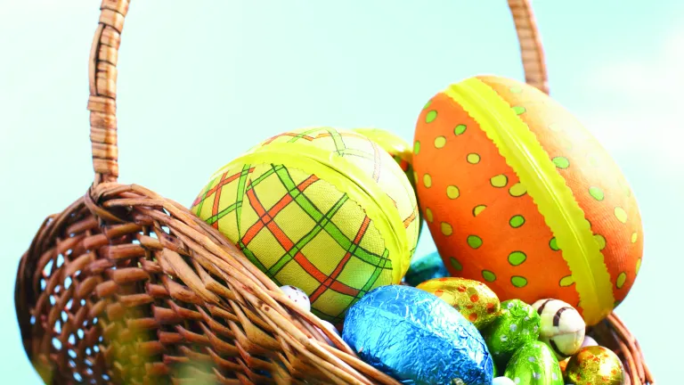 So much of what people do today to celebrate Easter is nothing more than customs that come directly from the way ancient people worshipped their goddess Ishtar. Basket of decorated Easter eggs.