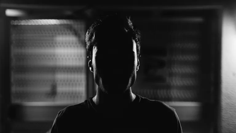 If there's no repentance, there can be no forgiveness. That's when a person is in danger of the unforgivable sin. An upclose photo of a man but his face cannot be seen because of a shadow.