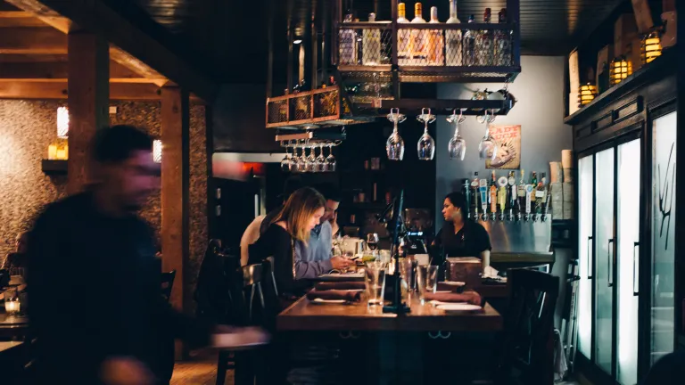 A bar in a restaurant.