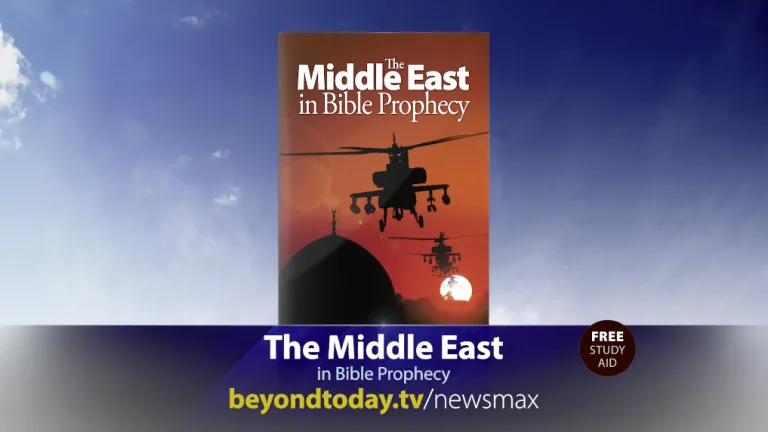 One of the two booklets featured on the 2-minute Newsmax programs is, "The Middle East in Bible Prophecy."
