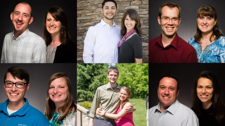 From right to left and top to bottom: Aaron and Whitney Creech, Nathan and Jaqueline Ekama, Dan and Kim Preston, Lewis and Lena VanAusdle, Josh and Rebecca Lamoureux, Jay and Jennifer Ledbetter. A photo of all the new ministerial trainees.