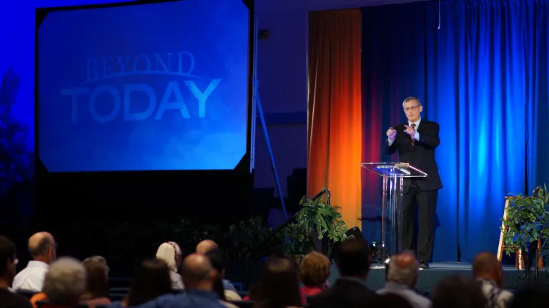 Beyond Today host Gary Petty speaks in Texas at the personal appearance campaign titled: America! The Time is Now!
