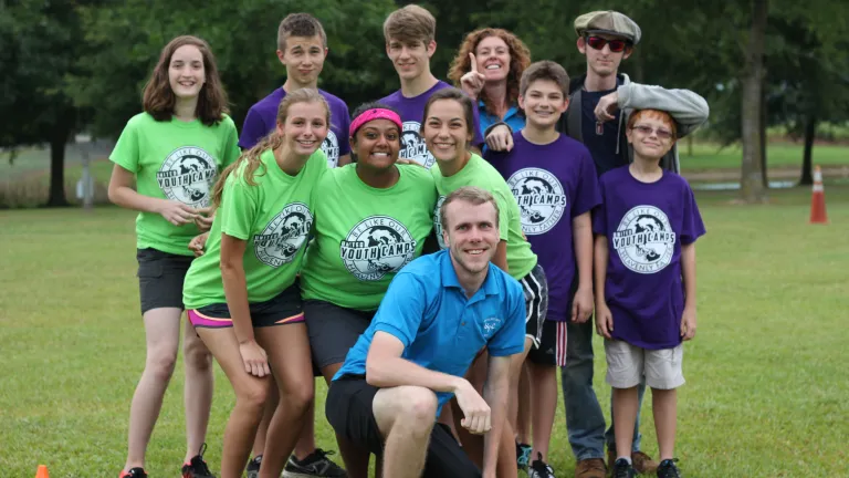 A photo of camp and staff posing.