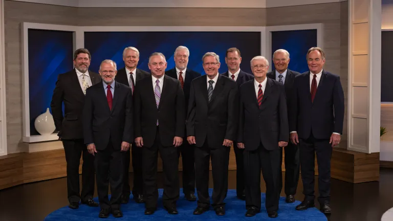 The Council of Elders (L-R): Dan Dowd, John Miller, John Elliott, Len Martin, Scott Ashley, Aaron Dean, Brian Shaw, Jorge de Campos, Mario Seiglie, Darris McNeely. Not pictured: Randy Stiver and Paul Wasilkoff.