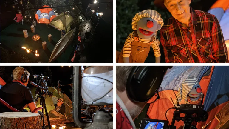 This is a montage of photos of the Jelly production underway.