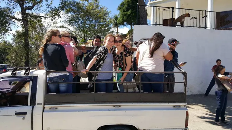 Volunteers in a truck bed