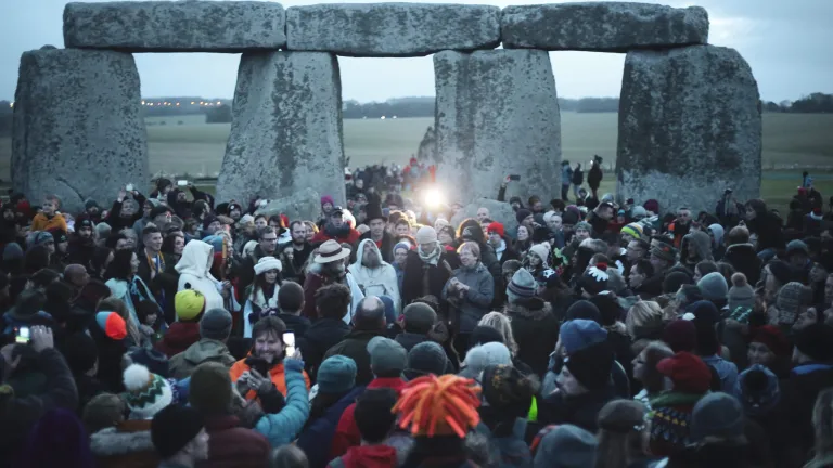 A photo of winter solstice celebration at Stone Henge